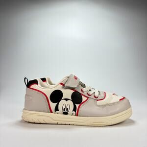 Disney Mickey Mouse White Gray Hook & Loop Strap Shoes MKA22N0080J-1 Youth Sz 4